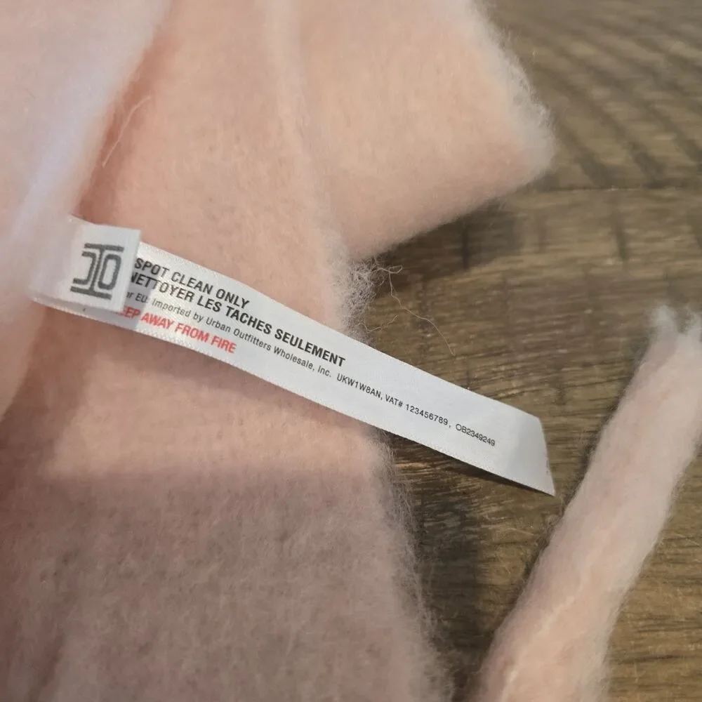Urban Outfitters Pink Throw Blanket Fringe 19% Wool 63